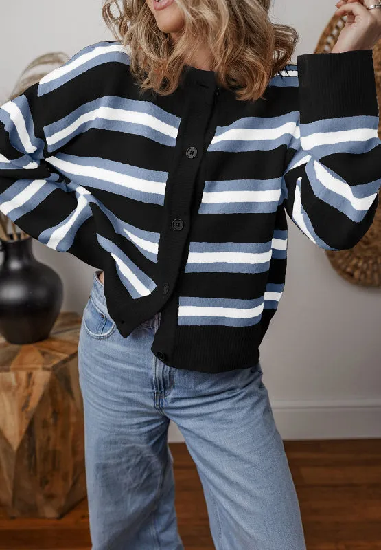Striped Button Down Long Sleeve Cardigan sold by Charming Charlie product image thumbnail 2