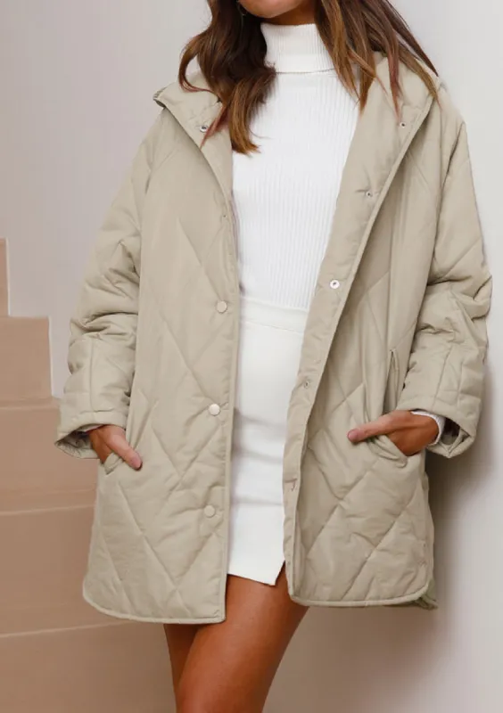 Snap Down Long Sleeve Quilted Winter Coat sold by Charming Charlie