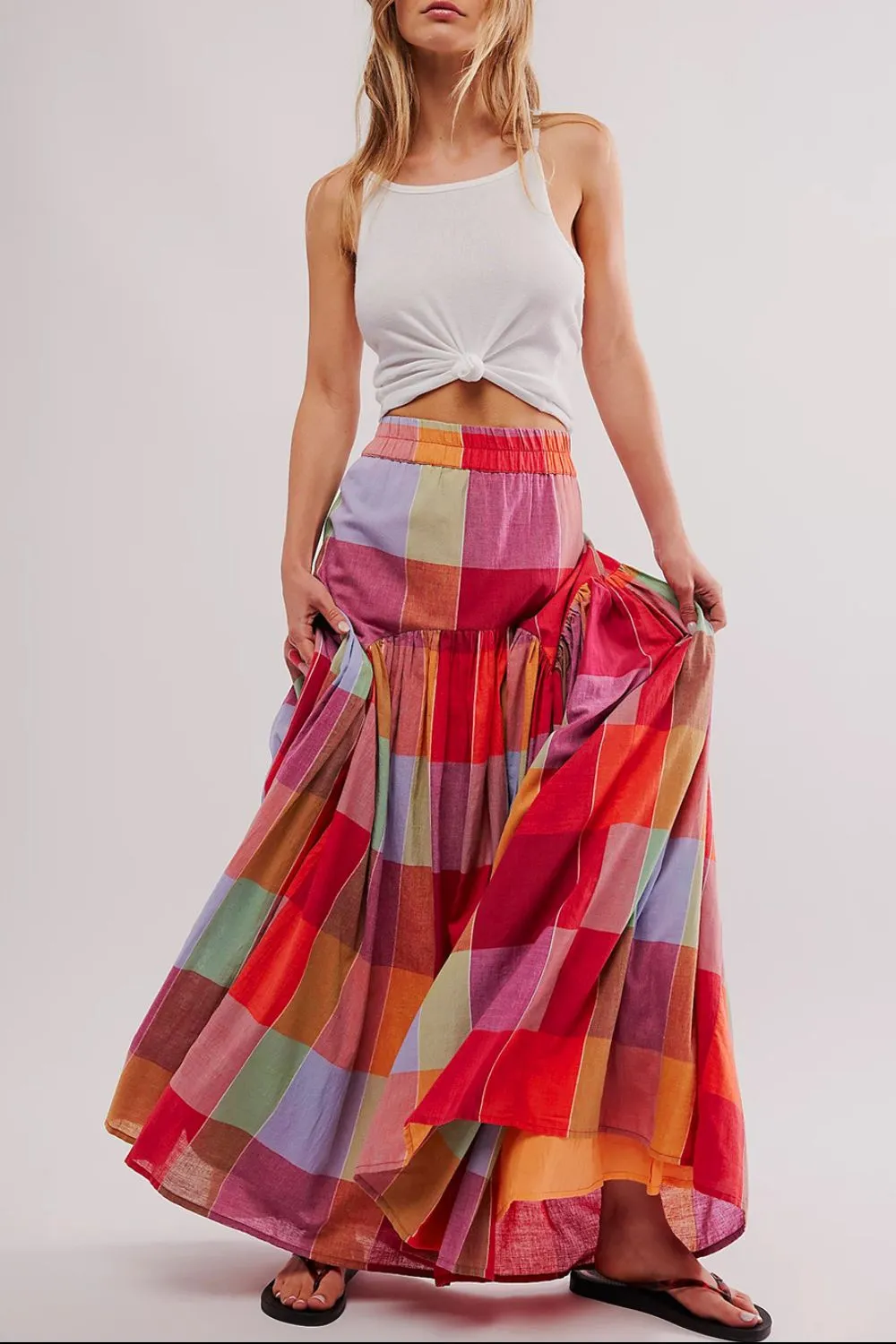 Color Block Elastic Waist Maxi Skirt sold by Charming Charlie product image thumbnail 4