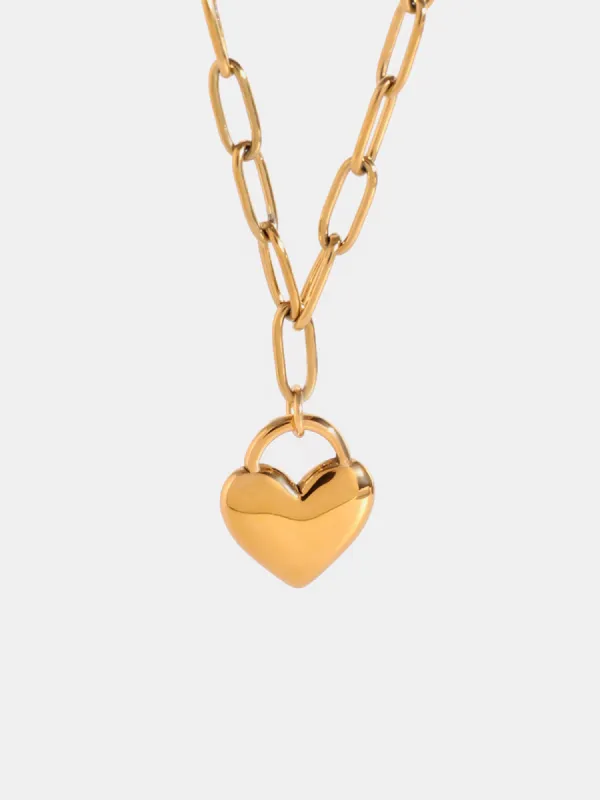 18K Gold-Plated Stainless Steel Heart Pendant Necklace sold by Charming Charlie