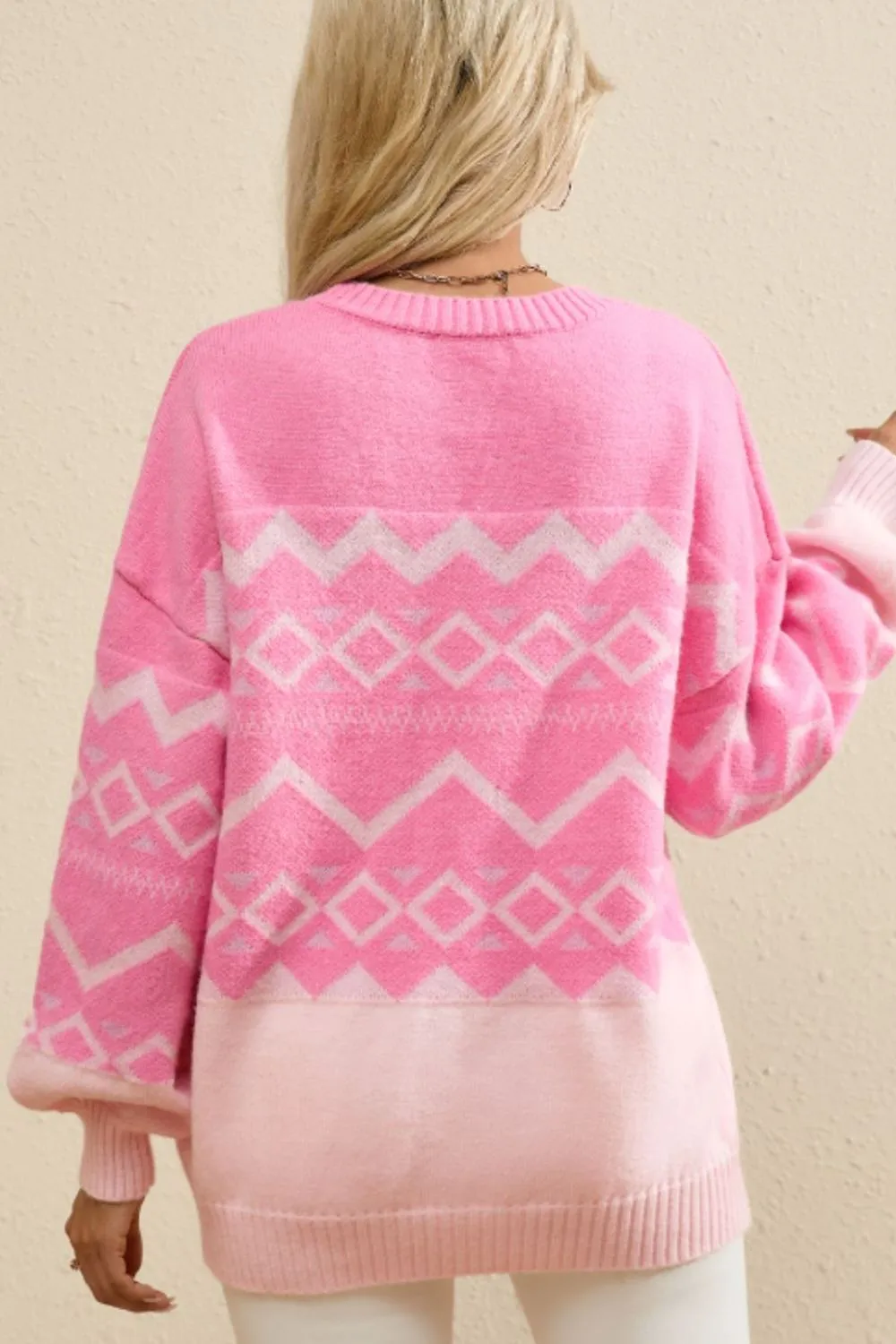Geometric Drop Shoulder Long Sleeve Sweater sold by Charming Charlie product image thumbnail 3