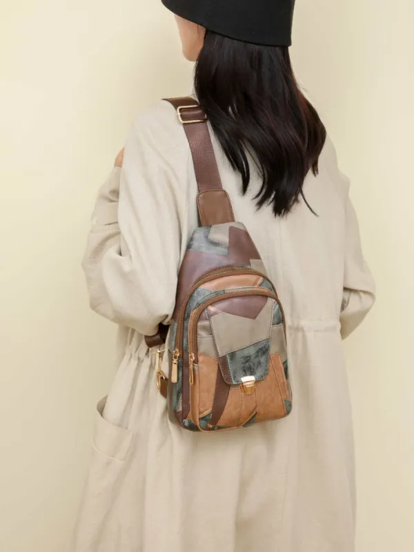 PU Leather Color Block Crossbody Bag sold by Charming Charlie