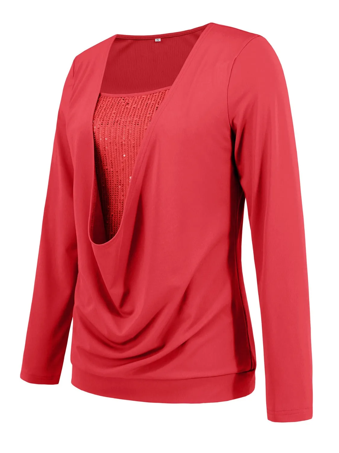 Faux Layered Sequin Long Sleeve Blouse sold by Charming Charlie product image thumbnail 4