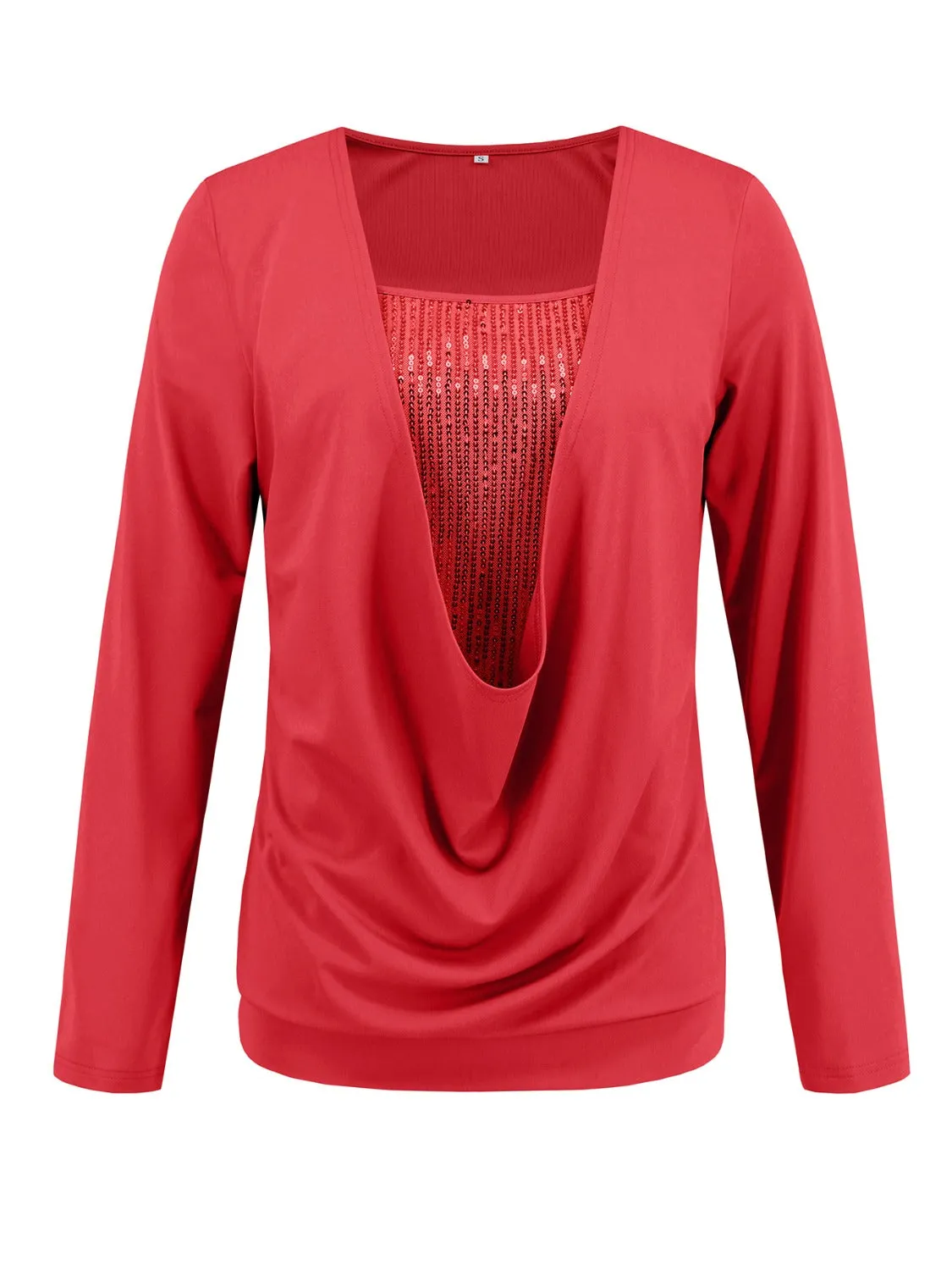 Faux Layered Sequin Long Sleeve Blouse sold by Charming Charlie product image thumbnail 2