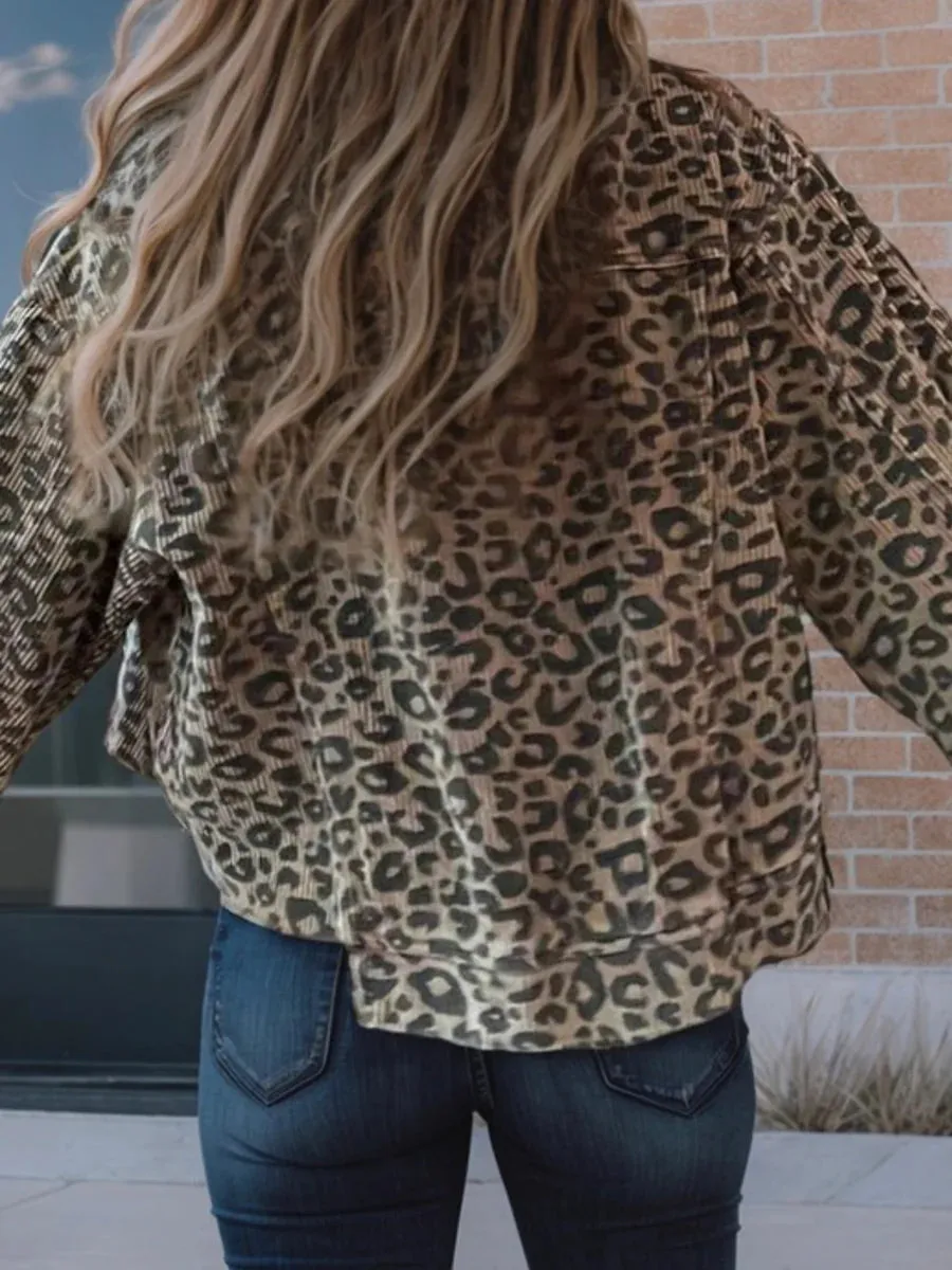 Asymmetrical Hem Collared Neck Leopard Jacket sold by Charming Charlie product image thumbnail 3