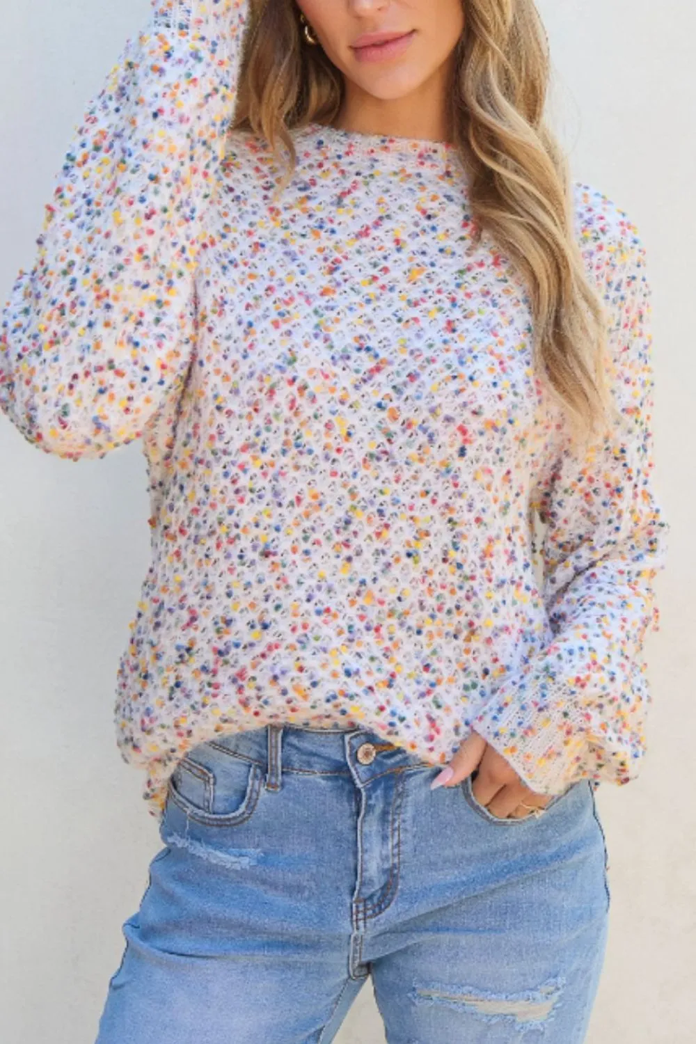 Confetti Round Neck Long Sleeve Sweater sold by Charming Charlie product image thumbnail 2