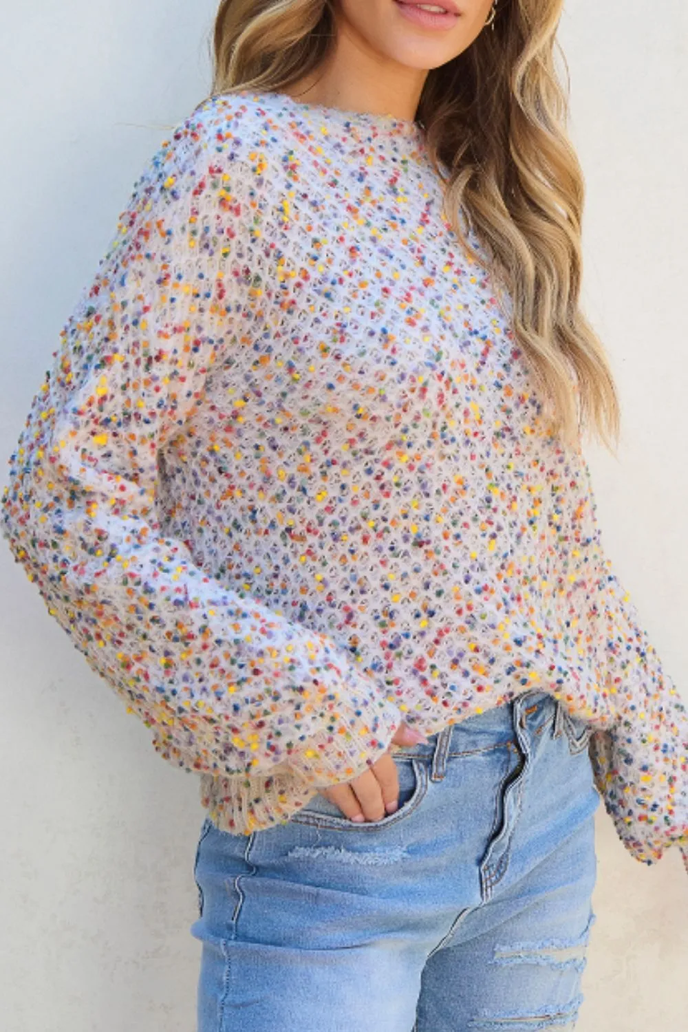 Confetti Round Neck Long Sleeve Sweater sold by Charming Charlie product image thumbnail 3
