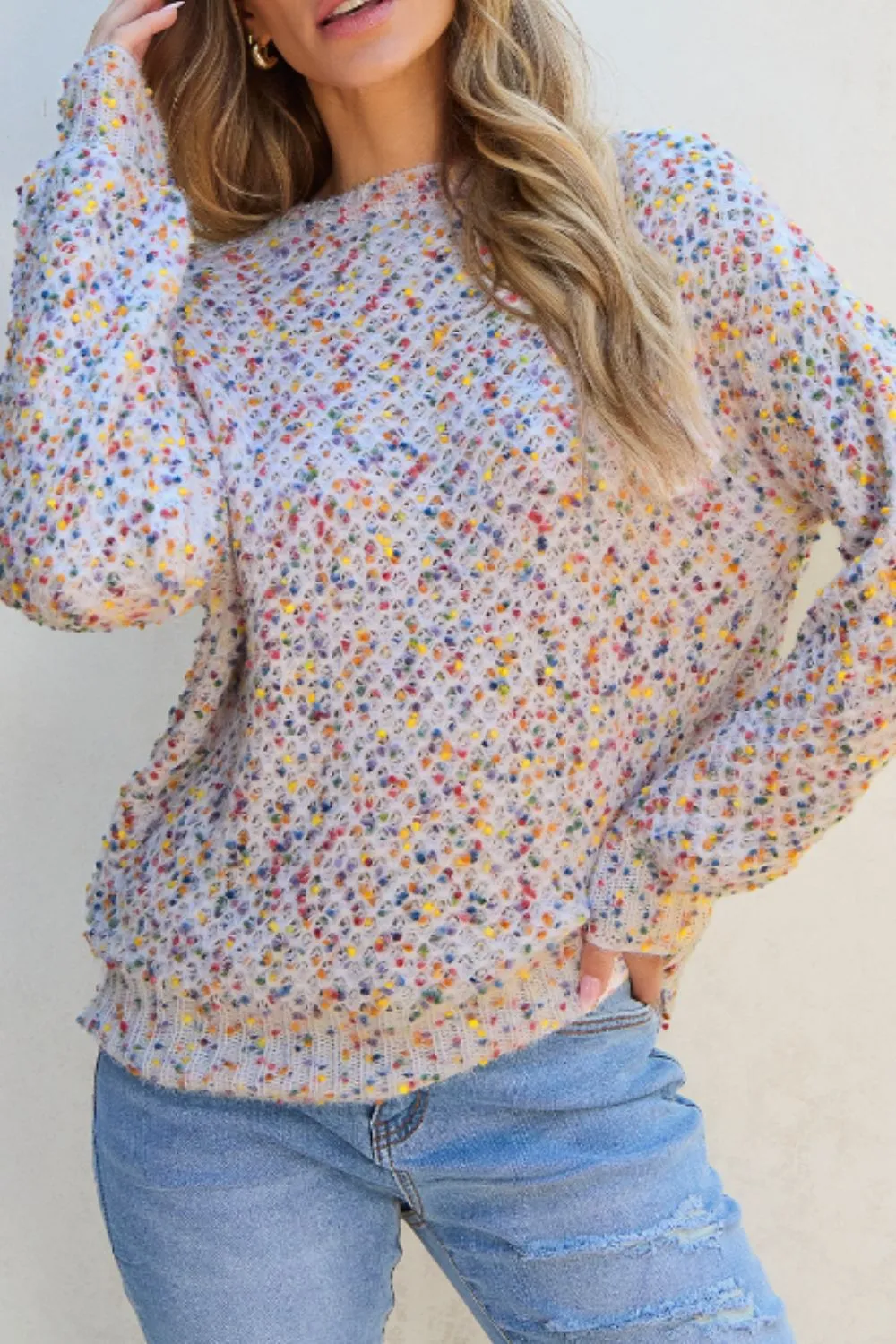 Confetti Round Neck Long Sleeve Sweater sold by Charming Charlie