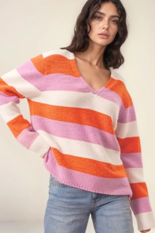 Color Block V-Neck Long Sleeve Sweater sold by Charming Charlie