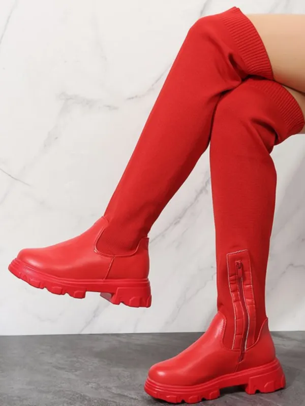 PU Leather Round Toe Platform Boots sold by Charming Charlie