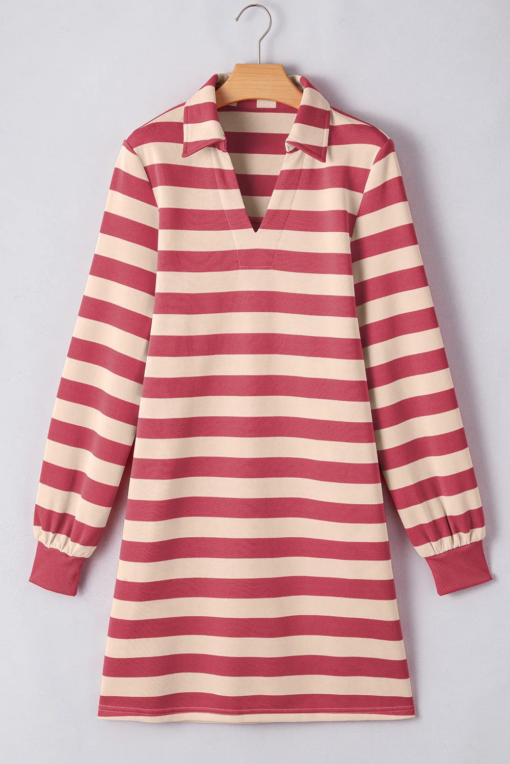 Contrast Striped Johnny Collar Long Sleeve Mini Dress sold by Charming Charlie product image thumbnail 5
