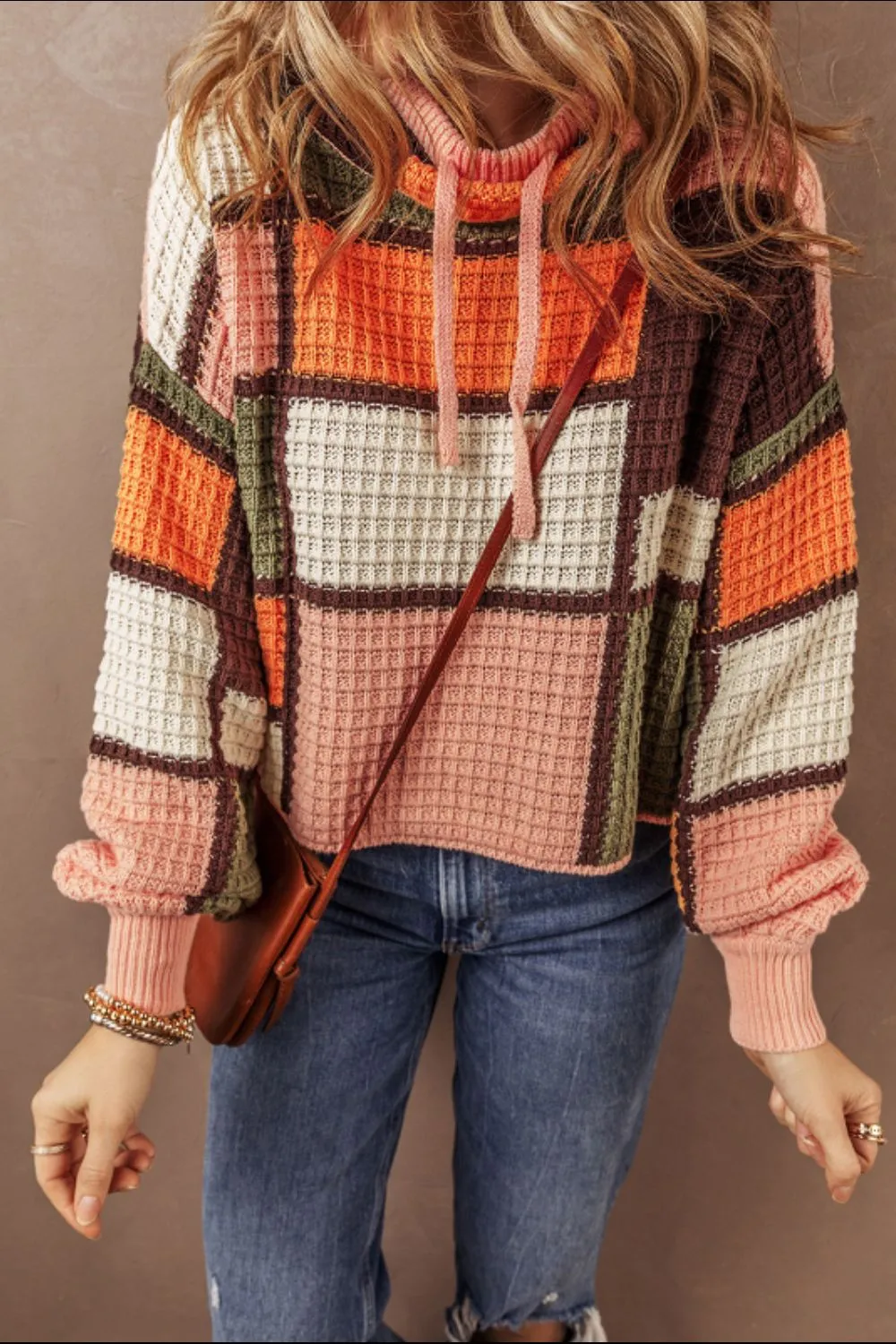 Drawstring Color Block Mock Neck Sweater sold by Charming Charlie product image thumbnail 2