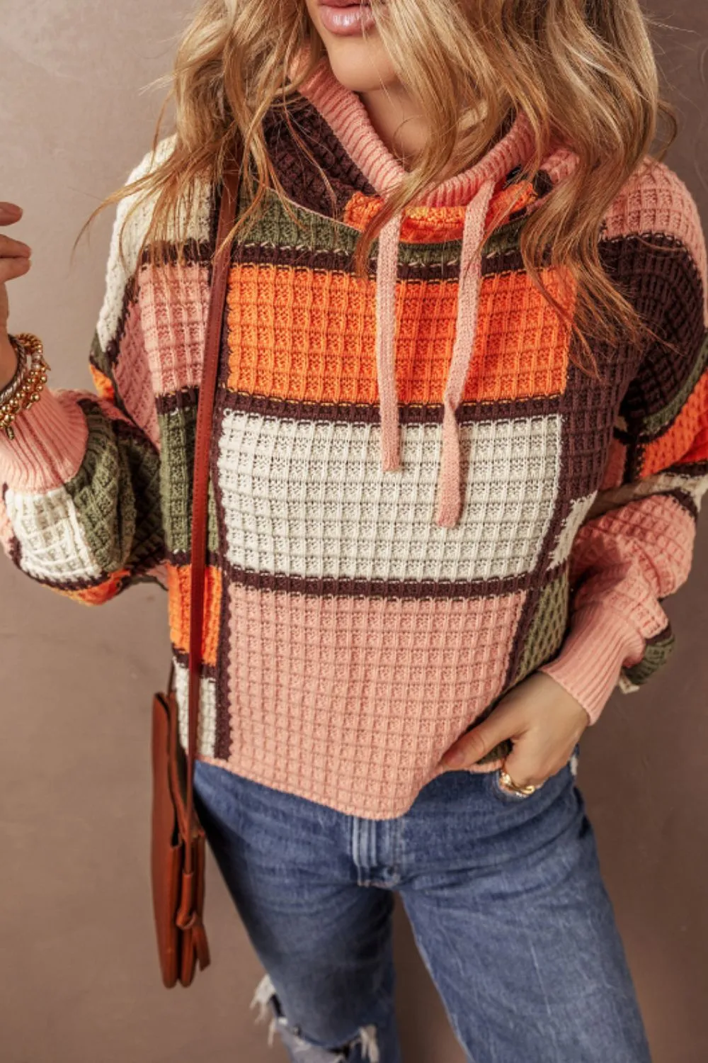 Drawstring Color Block Mock Neck Sweater sold by Charming Charlie product image thumbnail 3