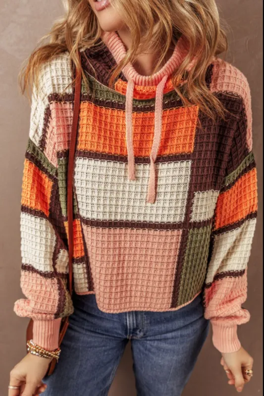 Drawstring Color Block Mock Neck Sweater sold by Charming Charlie