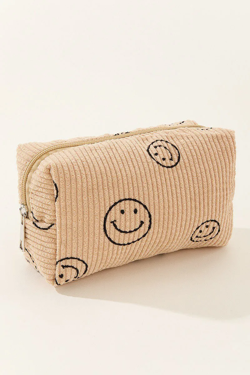 Zenana Smiley Face Corduroy Cosmetic Pouch sold by Charming Charlie product image thumbnail 3