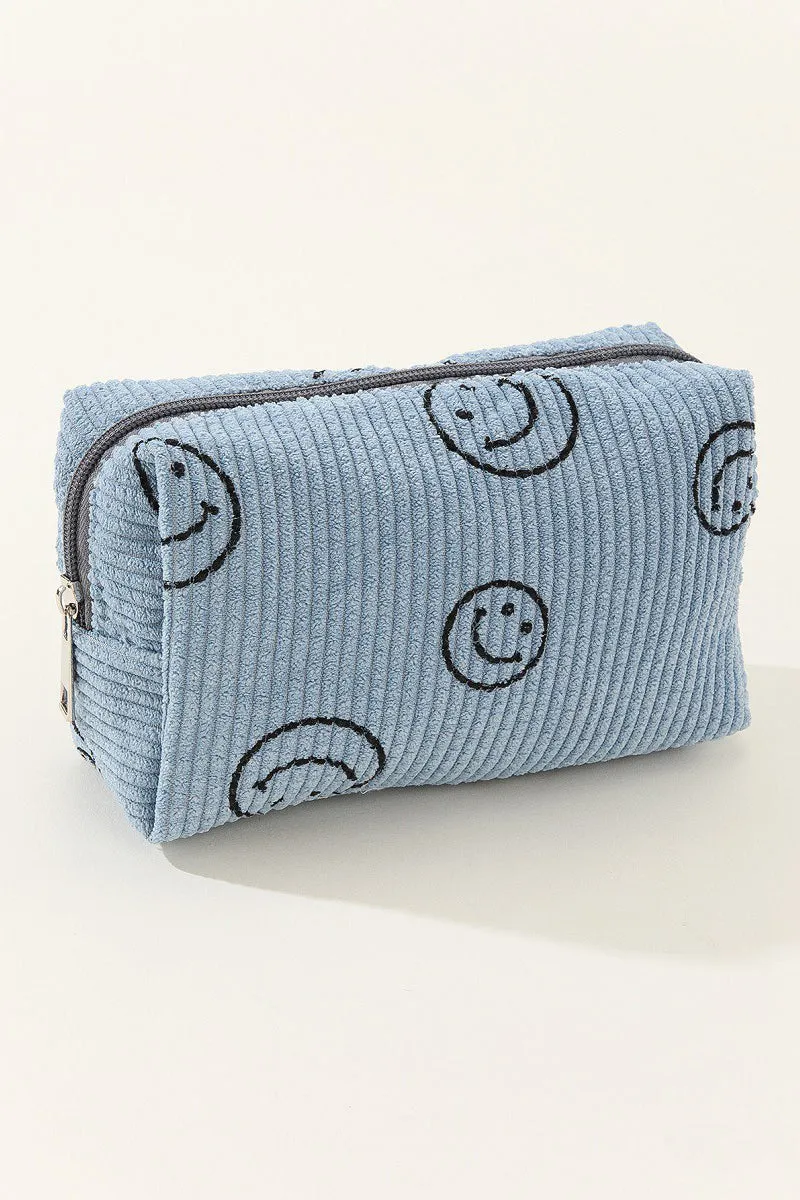 Zenana Smiley Face Corduroy Cosmetic Pouch sold by Charming Charlie product image thumbnail 4