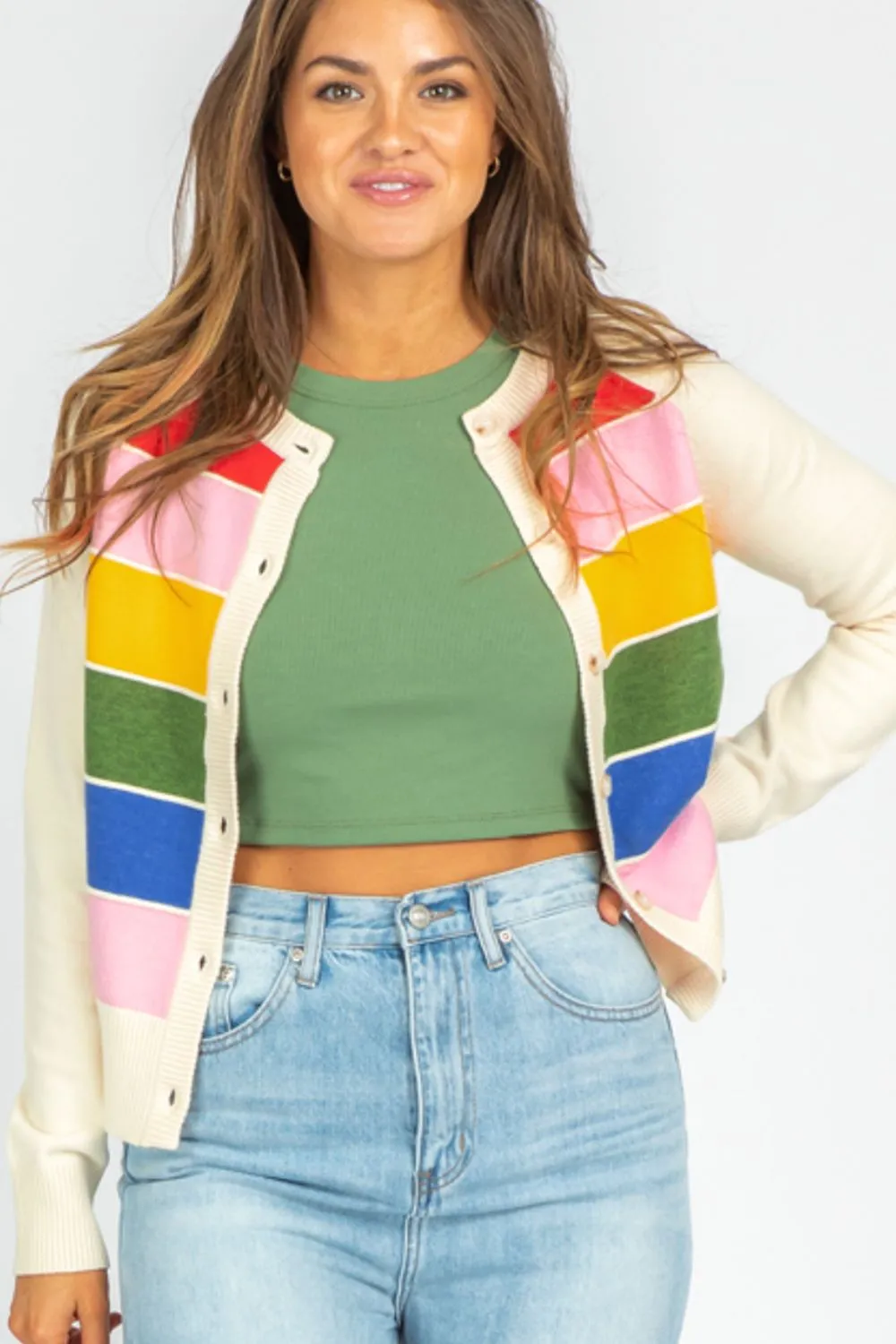 Contrast Button Down Long Sleeve Cardigan sold by Charming Charlie product image thumbnail 3