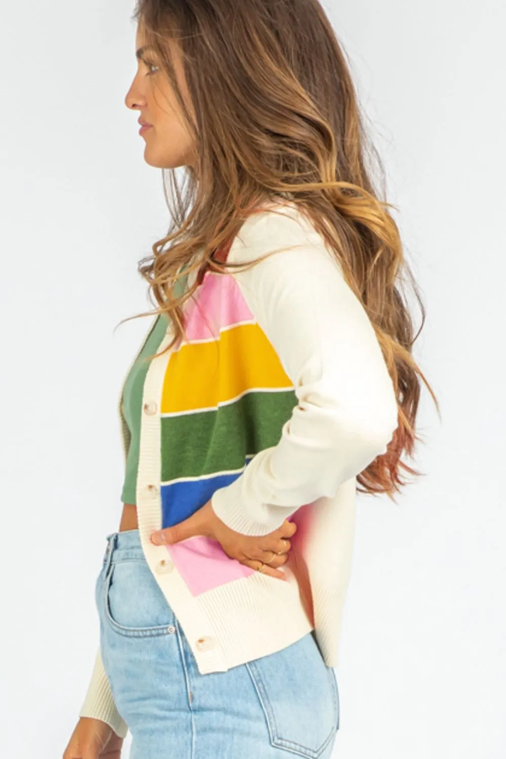 Contrast Button Down Long Sleeve Cardigan sold by Charming Charlie product image thumbnail 4