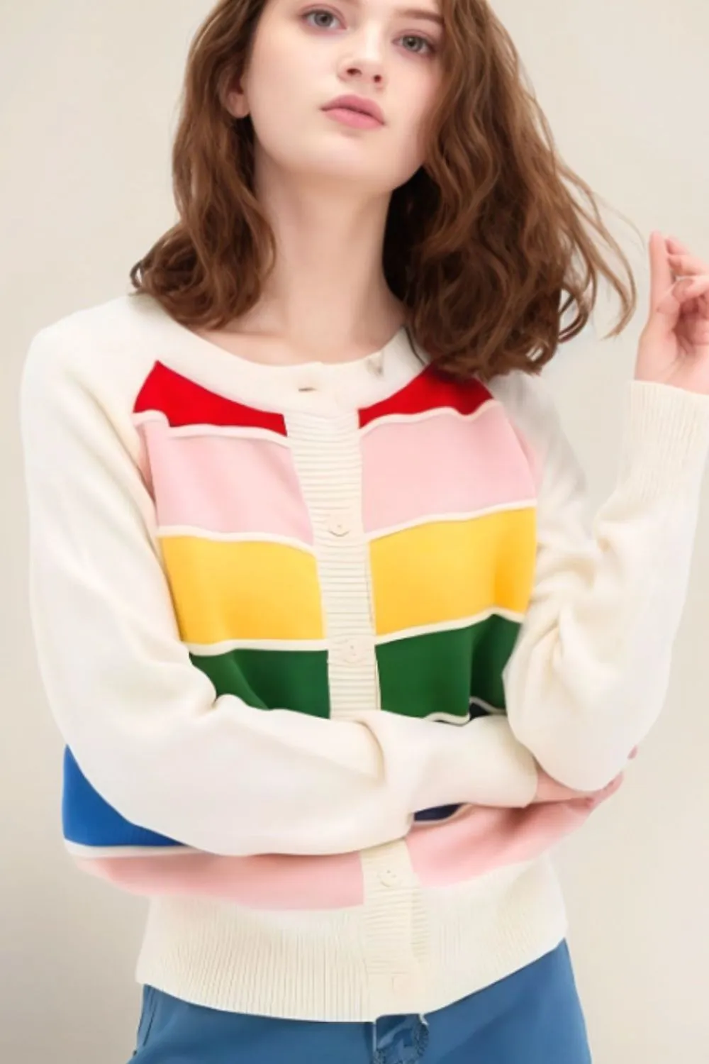 Contrast Button Down Long Sleeve Cardigan sold by Charming Charlie