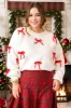 Bow Trim Round Neck Long Sleeve Sweater sold by Charming Charlie