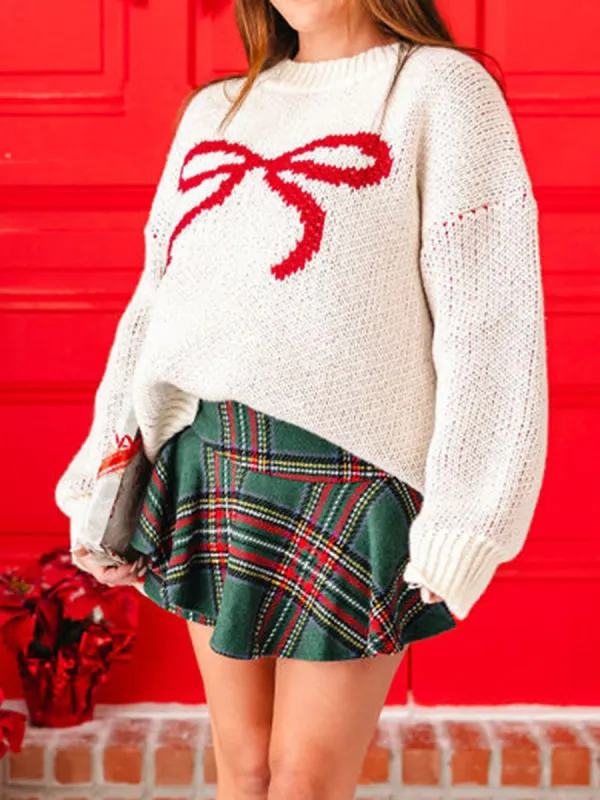 Bow Round Neck Dropped Shoulder Sweater sold by Charming Charlie