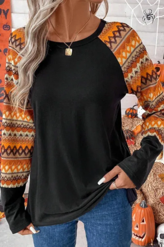 Printed Round Neck Raglan Sleeve Blouse sold by Charming Charlie