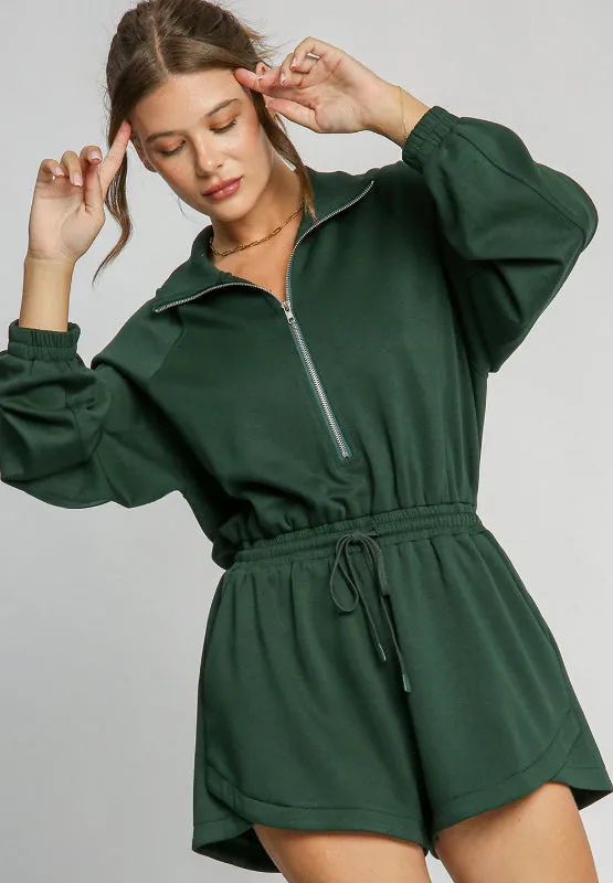 Drawstring Half Zip Long Sleeve Romper sold by Charming Charlie product image thumbnail 2