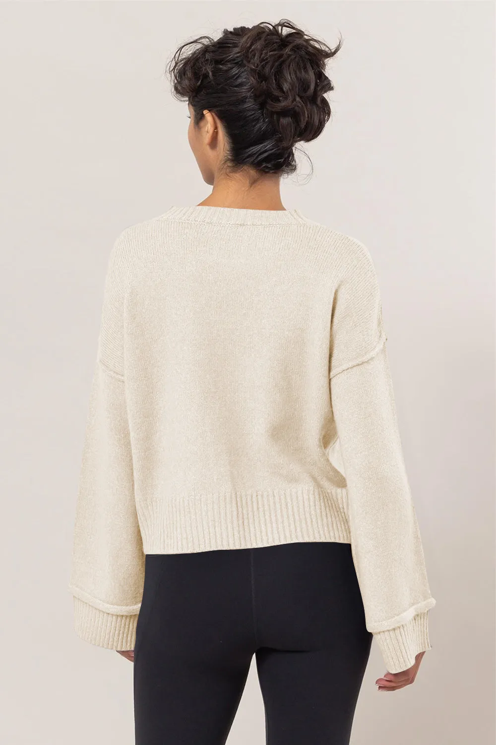HYFVE Round Neck Dropped Shoulder Ribbed Sweater sold by Charming Charlie product image thumbnail 2