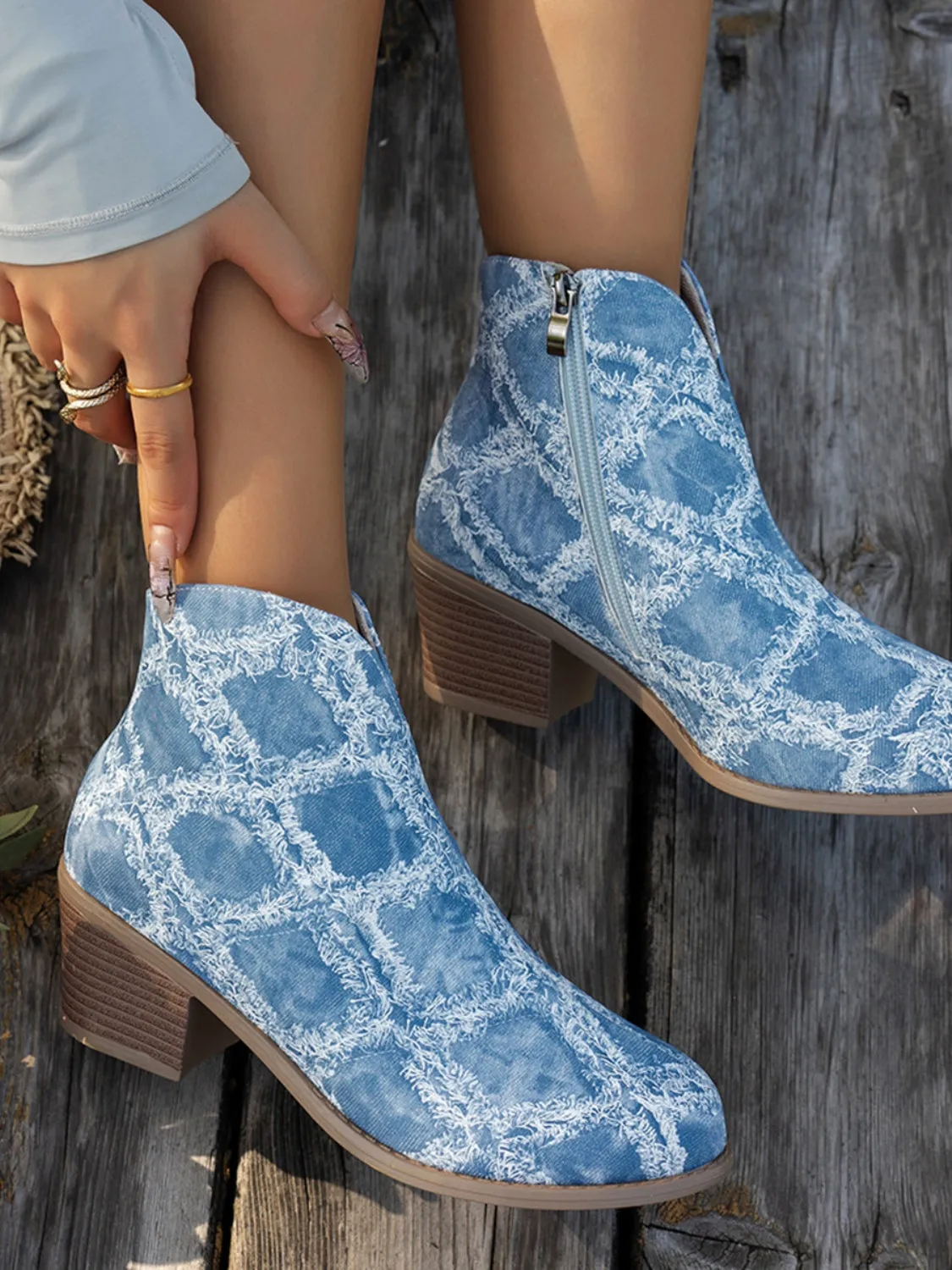 Printed Block Heel Boots with Side Zip sold by Charming Charlie product image thumbnail 2