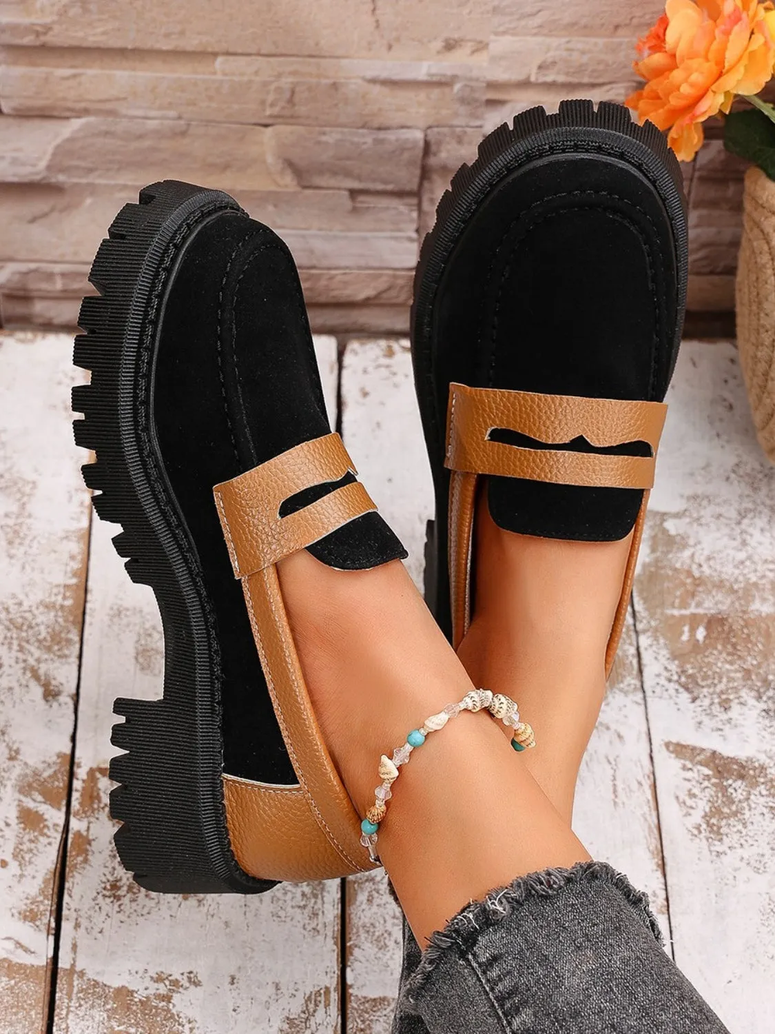 Contrast Suede Platform Loafers sold by Charming Charlie product image thumbnail 3