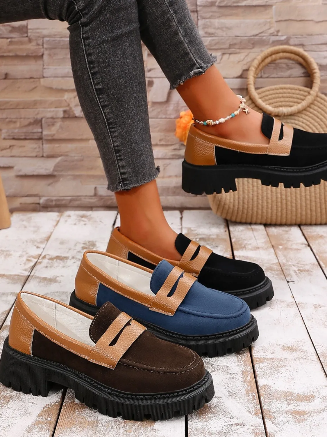 Contrast Suede Platform Loafers sold by Charming Charlie