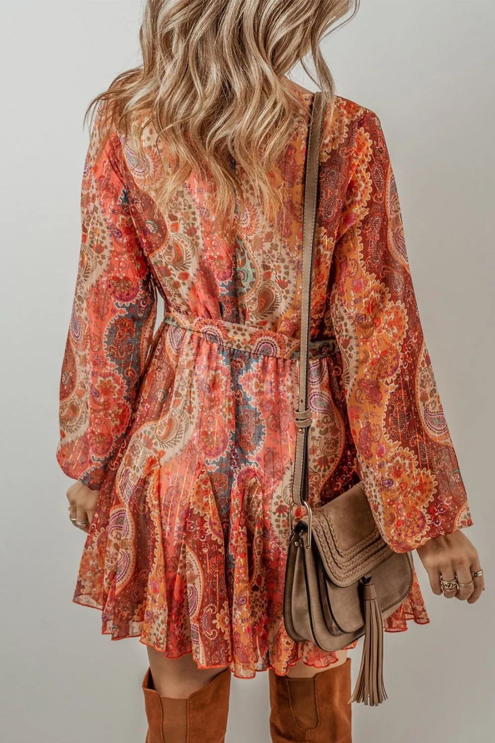 Tied Printed Balloon Sleeve Mini Dress sold by Charming Charlie product image thumbnail 2