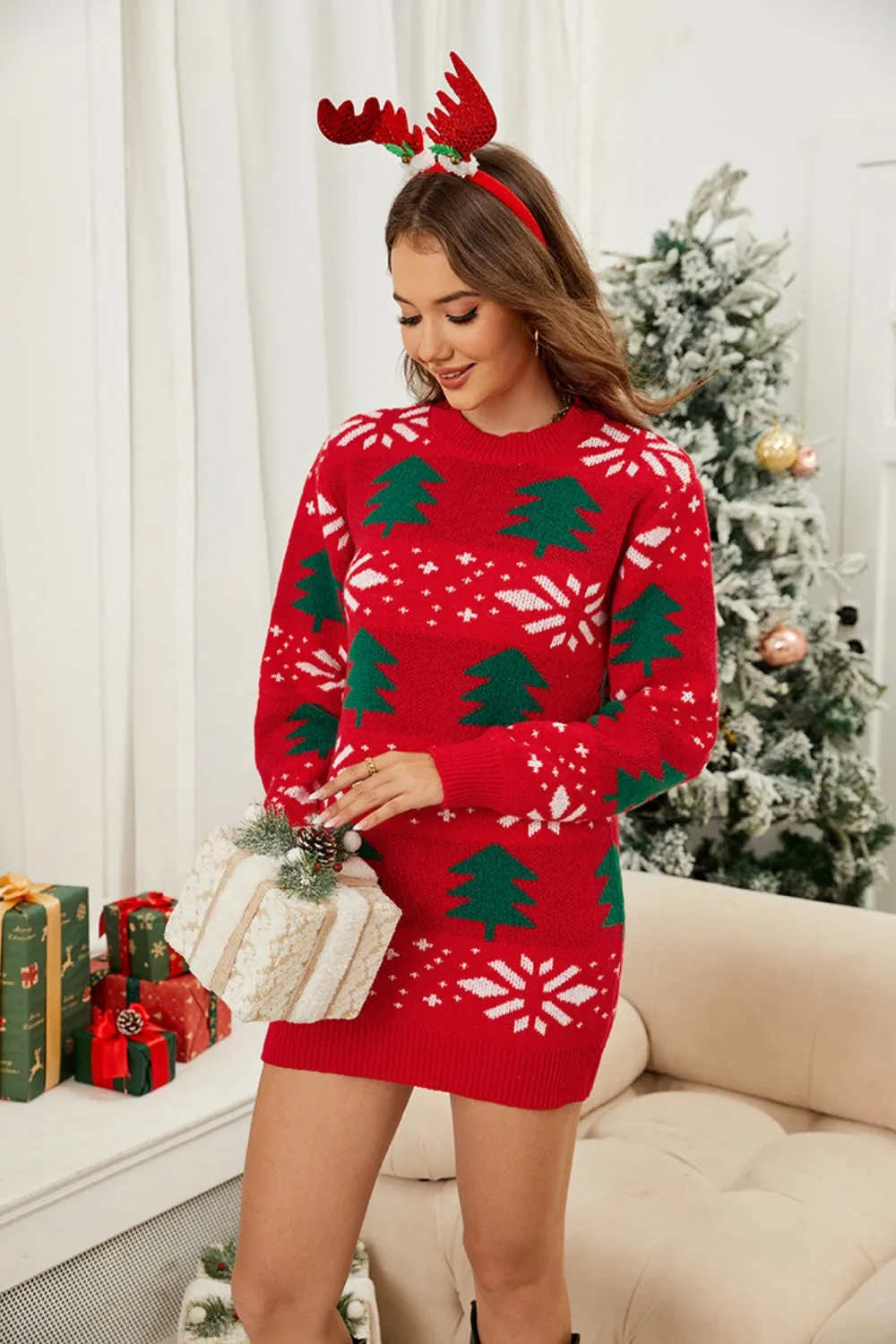 Christmas Tree Round Neck Sweater Dress sold by Charming Charlie product image thumbnail 5