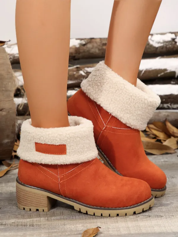 Thermal Fuzzy Block Heel Boots sold by Charming Charlie