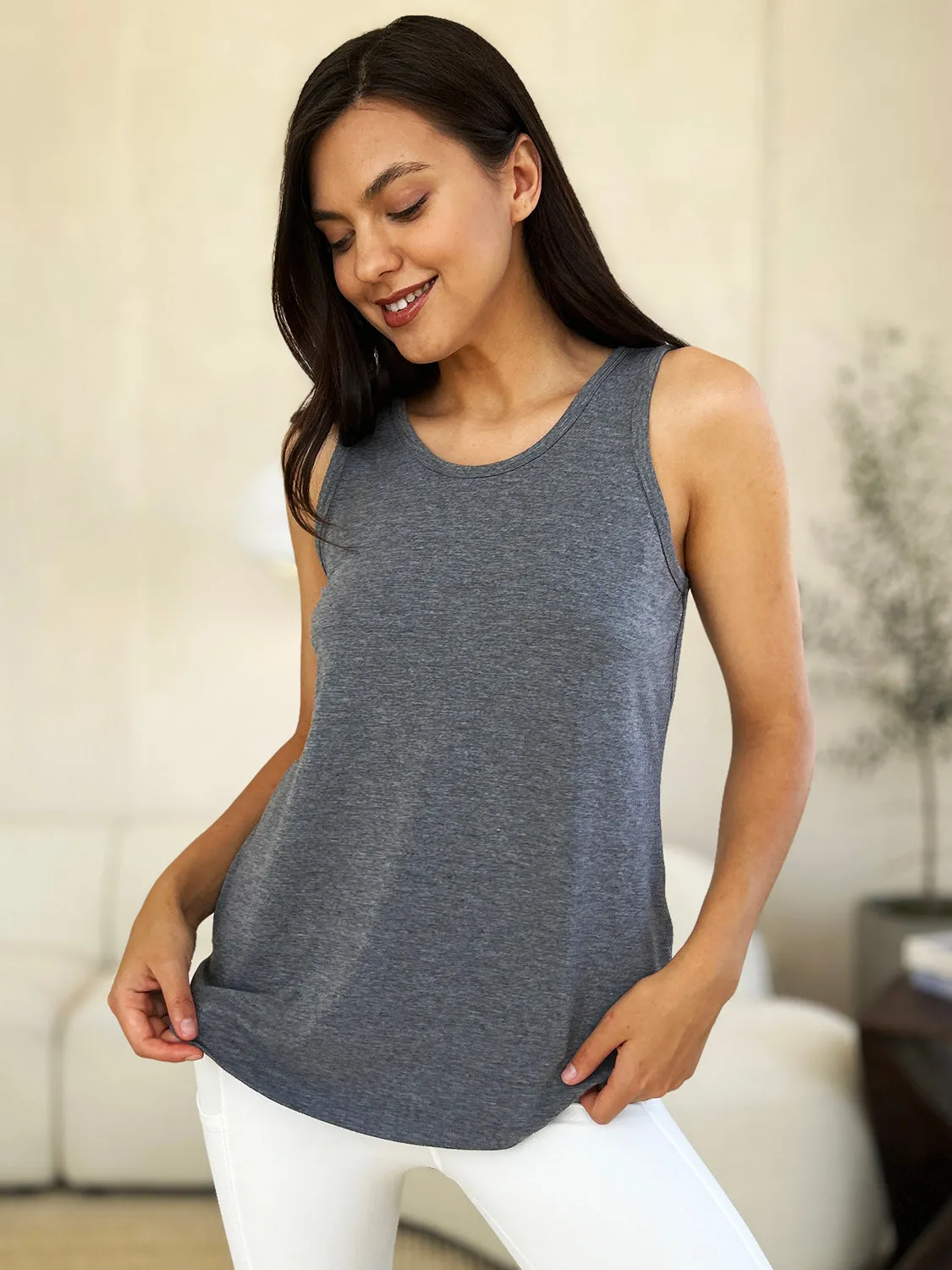Basic Bae Full Size Round Neck Curved Hem Tank sold by Charming Charlie product image thumbnail 4