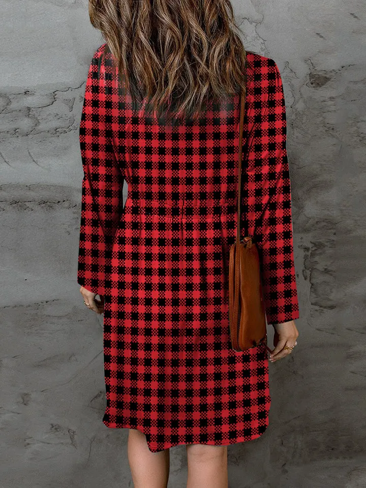 Double Take Full Size Plaid Round Neck Long Sleeve Magic Dress sold by Charming Charlie product image thumbnail 2