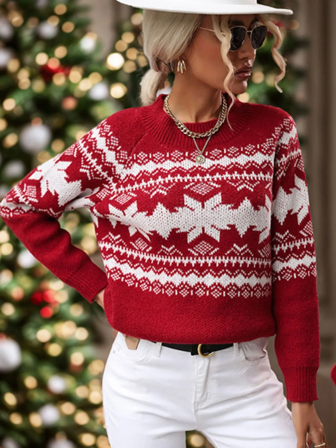 Perfee Geometric Round Neck Long Sleeve Sweater sold by Charming Charlie product image thumbnail 5