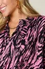 Double Take Full Size Printed Notched Three-Quarter Sleeve Blouse sold by Charming Charlie