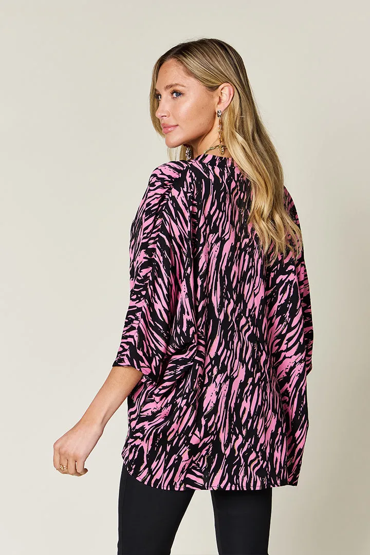 Double Take Full Size Printed Notched Three-Quarter Sleeve Blouse sold by Charming Charlie product image thumbnail 3