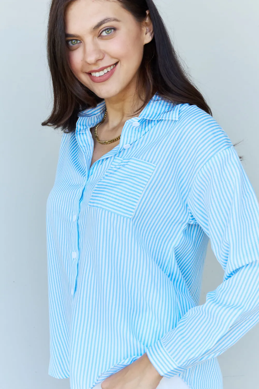 Doublju She Means Business Striped Button Down Shirt Top sold by Charming Charlie product image thumbnail 4
