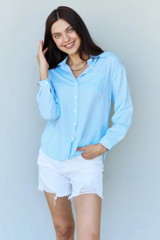 Doublju She Means Business Striped Button Down Shirt Top sold by Charming Charlie