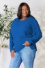 Basic Bae Full Size Ribbed Round Neck Slit Knit Top sold by Charming Charlie