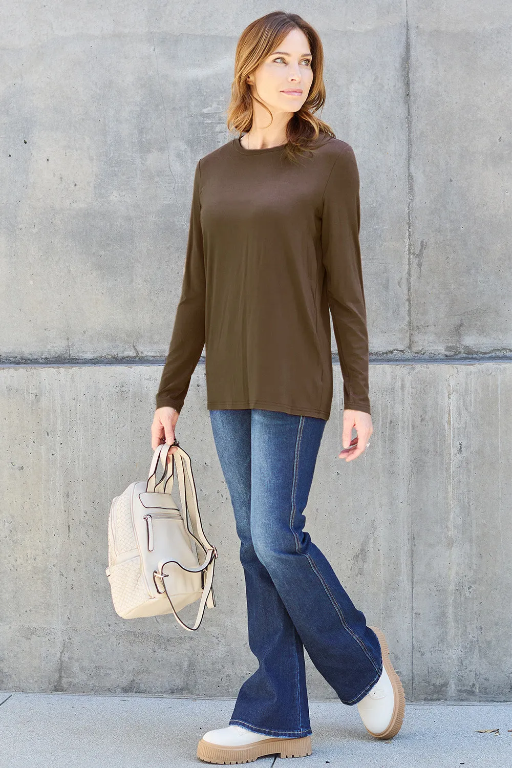 Basic Bae Full Size Round Neck Long Sleeve Top sold by Charming Charlie product image thumbnail 5