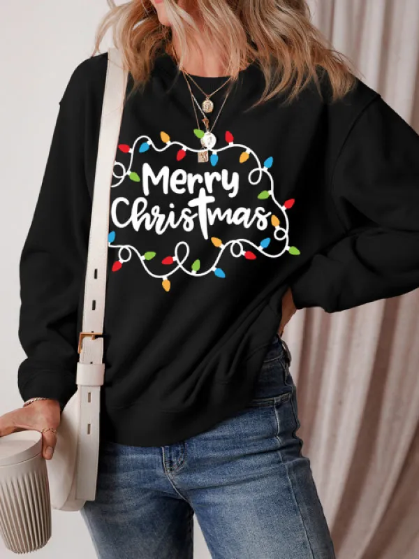MERRY CHRISTMAS Dropped Shoulder Long Sleeve Sweatshirt sold by Charming Charlie
