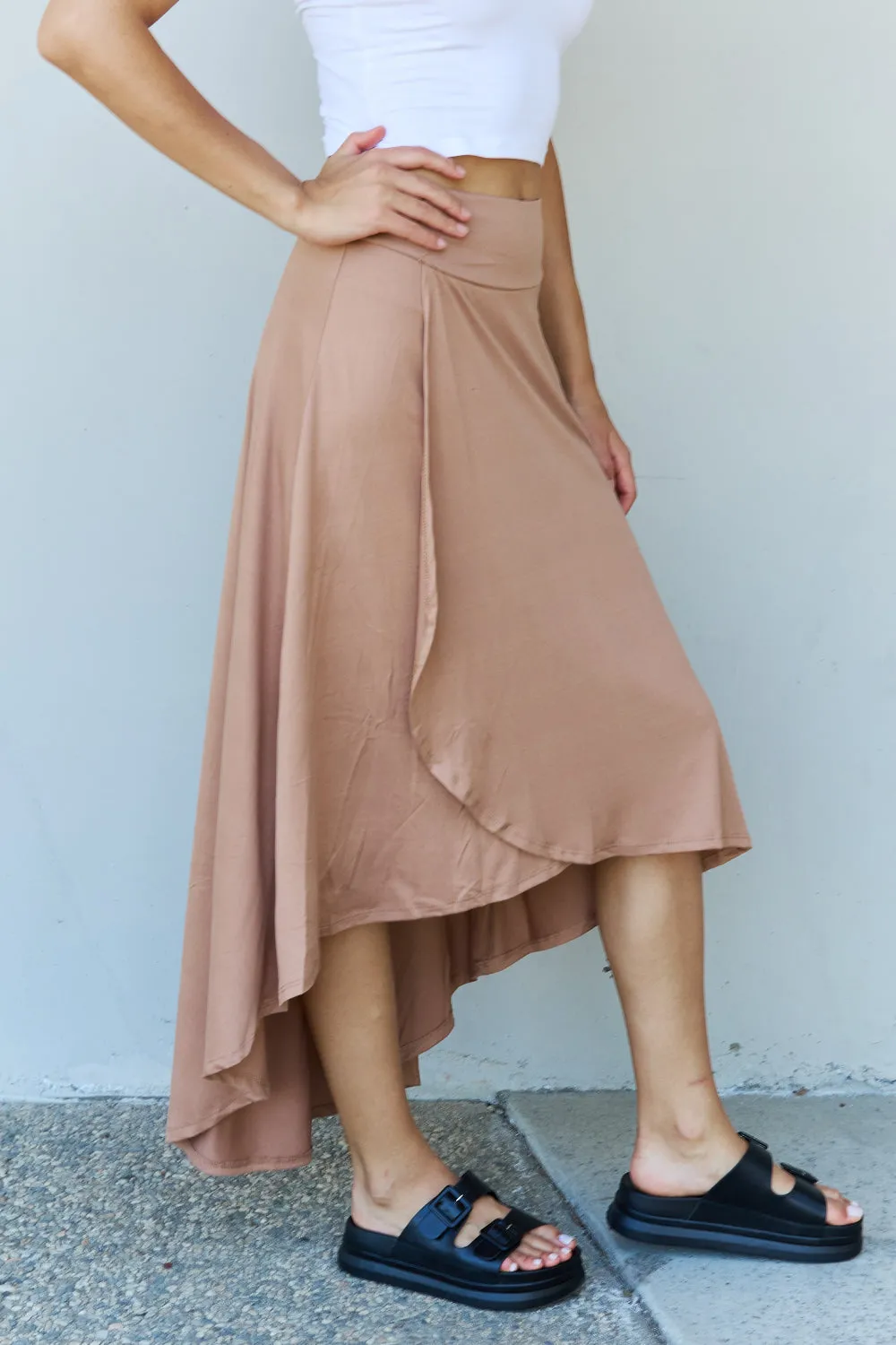 Ninexis First Choice High Waisted Flare Maxi Skirt in Camel sold by Charming Charlie product image thumbnail 3