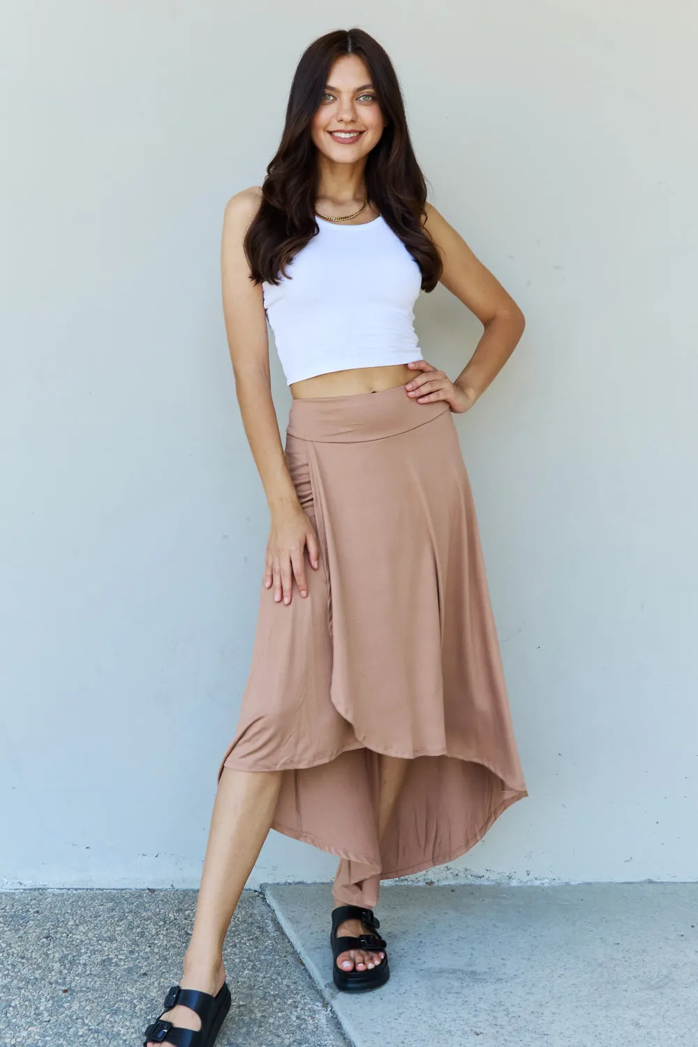 Ninexis First Choice High Waisted Flare Maxi Skirt in Camel sold by Charming Charlie product image thumbnail 4