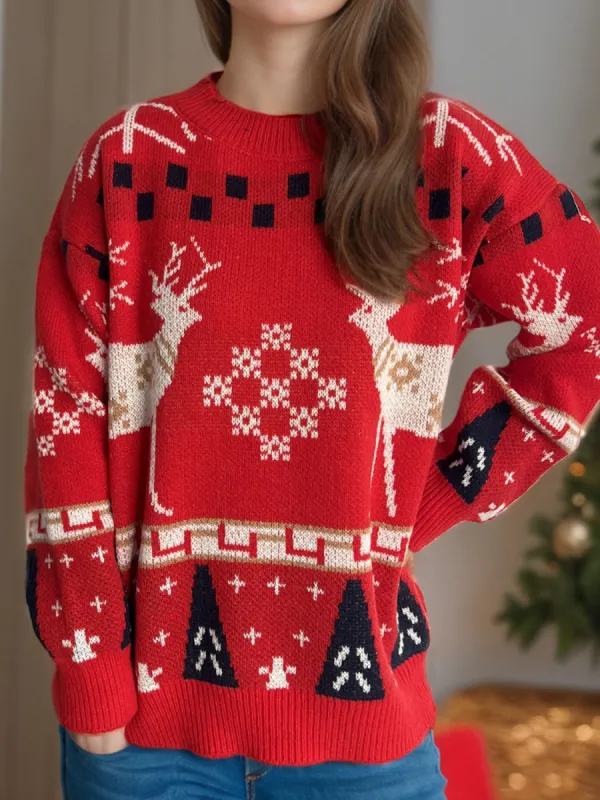 Christmas Element Round Neck Long Sleeve Sweater sold by Charming Charlie