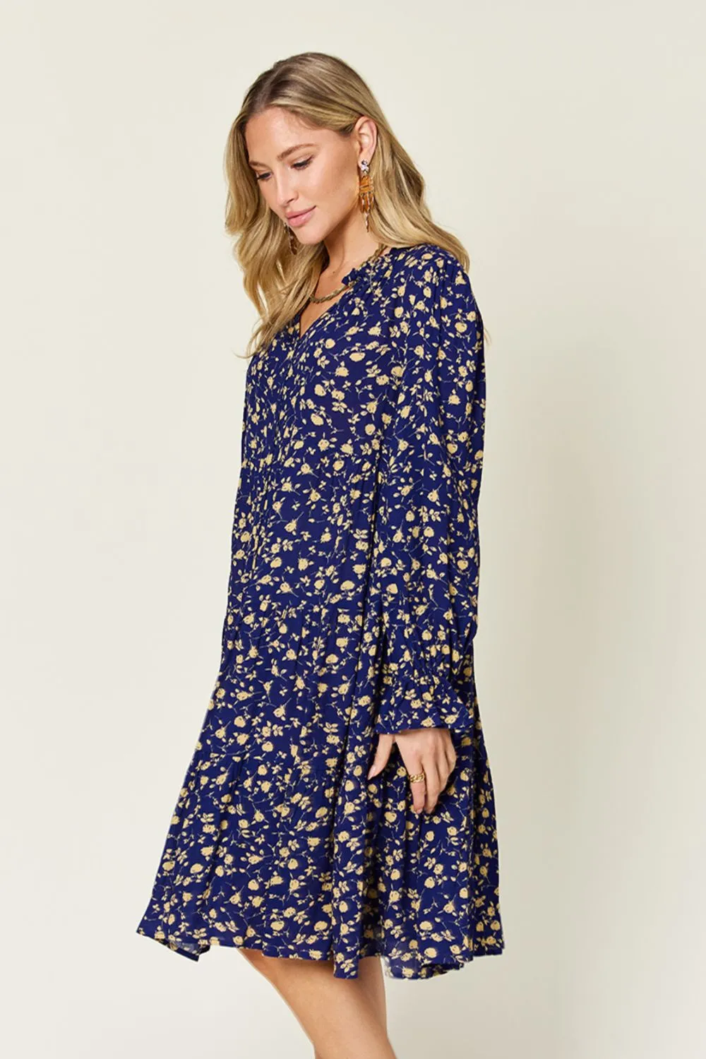 Double Take Full Size Printed Ruffle Hem Long Sleeve Tiered Dress sold by Charming Charlie product image thumbnail 3