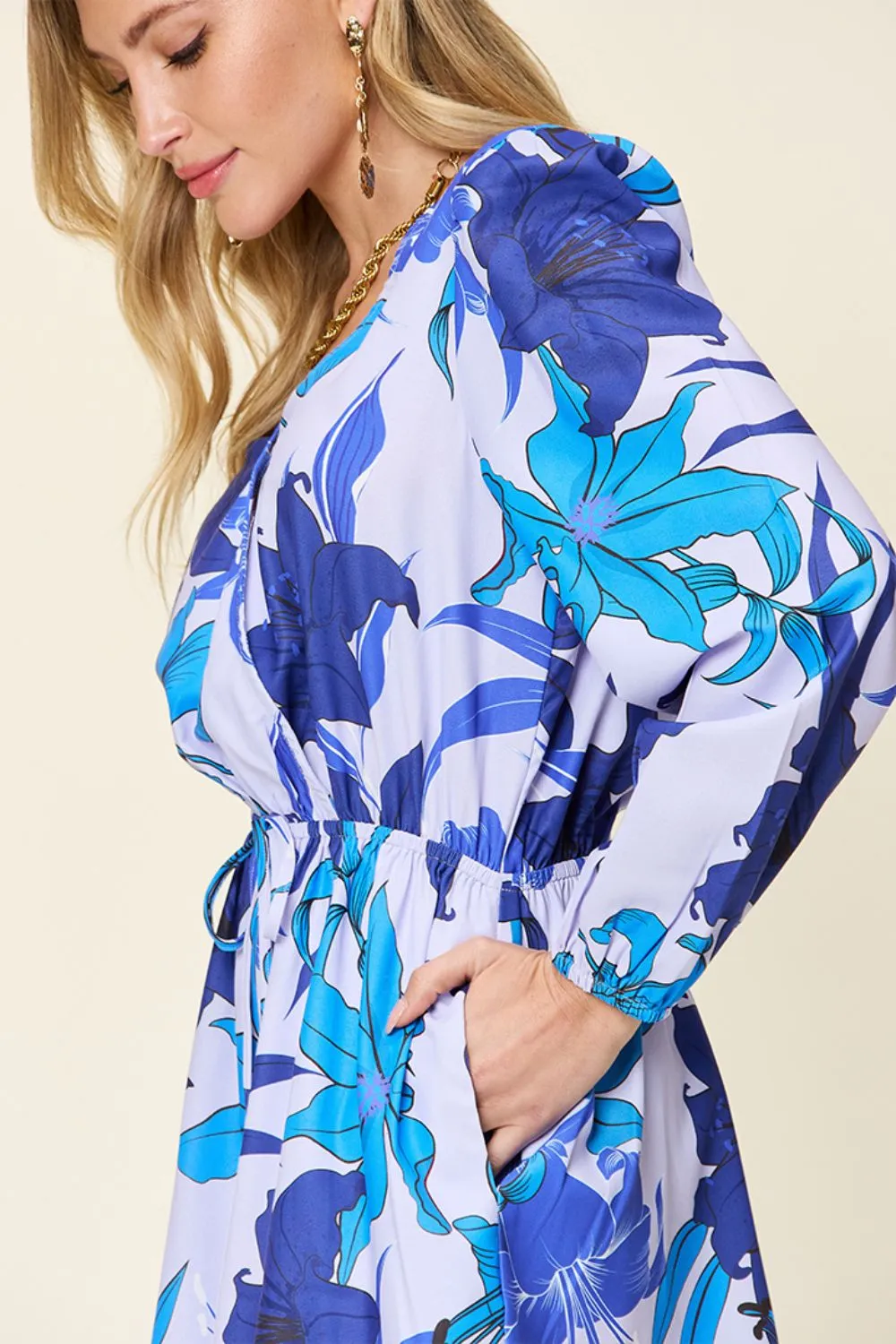 Double Take Full Size Floral Long Sleeve Romper with Pockets sold by Charming Charlie product image thumbnail 4