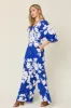 Double Take Full Size Printed Tie Back Wide Leg Jumpsuit sold by Charming Charlie